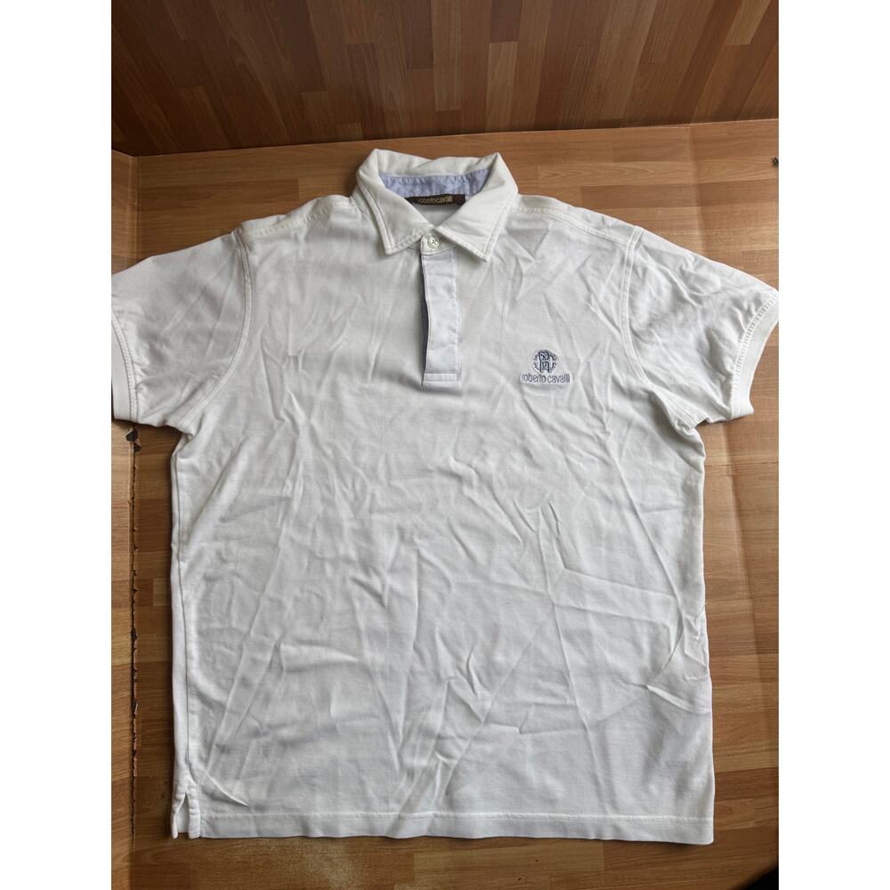 Roberto Cavalli white cotton polo shirt unisex large